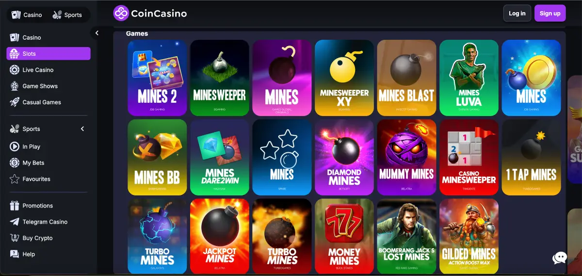CoinCasino list of Mines games including Mines 2 and Minesweeper XY CoinCasino list of Mines games including Mines 2 and Minesweeper XY