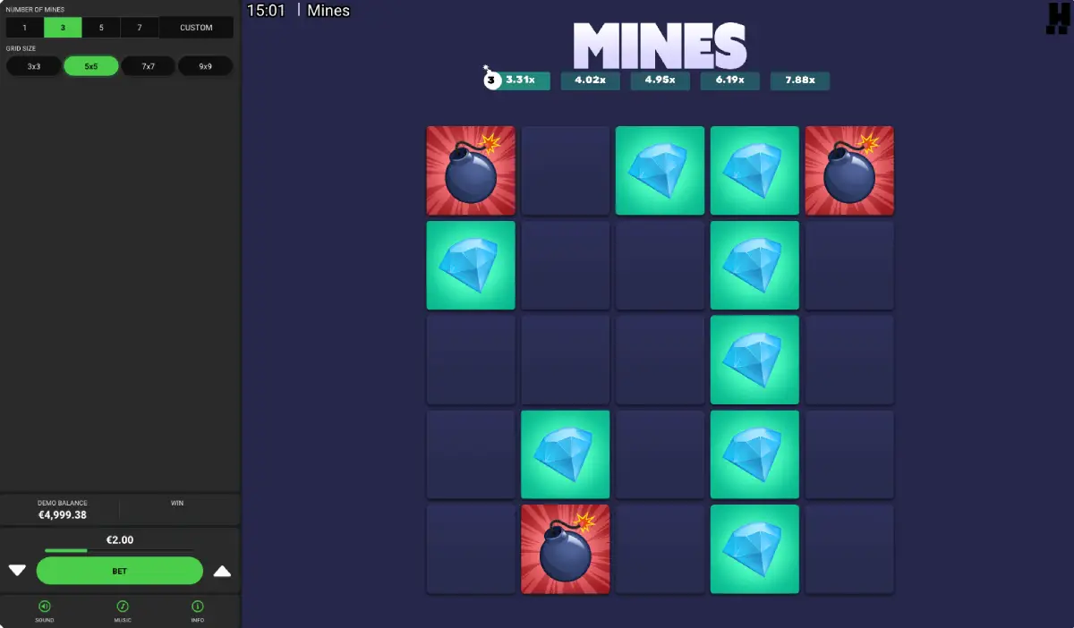 Adjusting difficulty in Mines by Hacksaw by changing number of mines