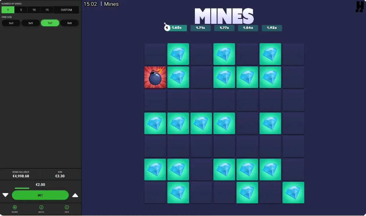 Random selection feature in Mines by Hacksaw slot