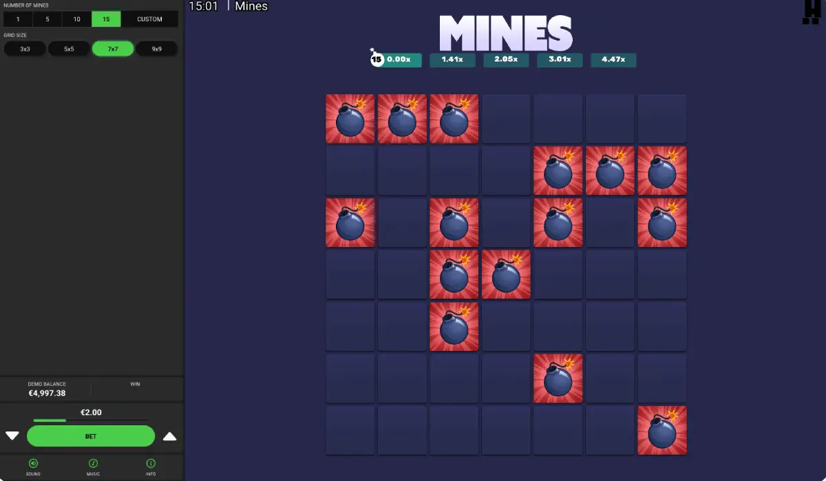 Mines by Hacksaw turbo mode speeding up tile reveals