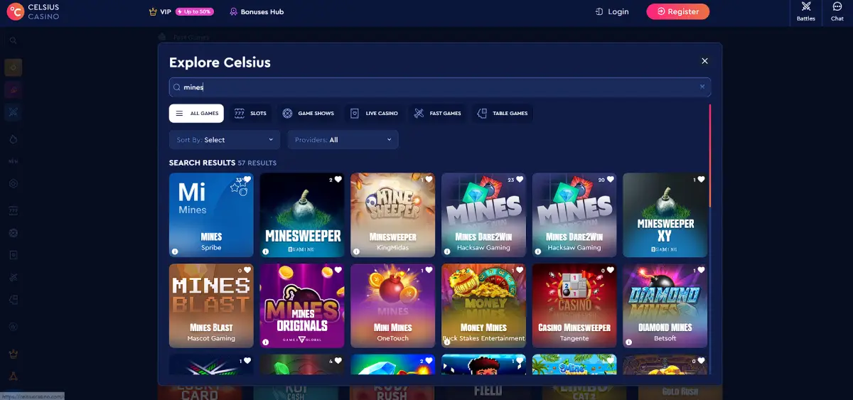 Mines Celsius Casino search results showing multiple mines and minesweeper variants Mines Celsius Casino search results showing multiple mines and minesweeper variants