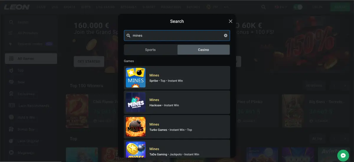 Mines Leon Bet welcome 100 percent up to 300 and weekly cashback