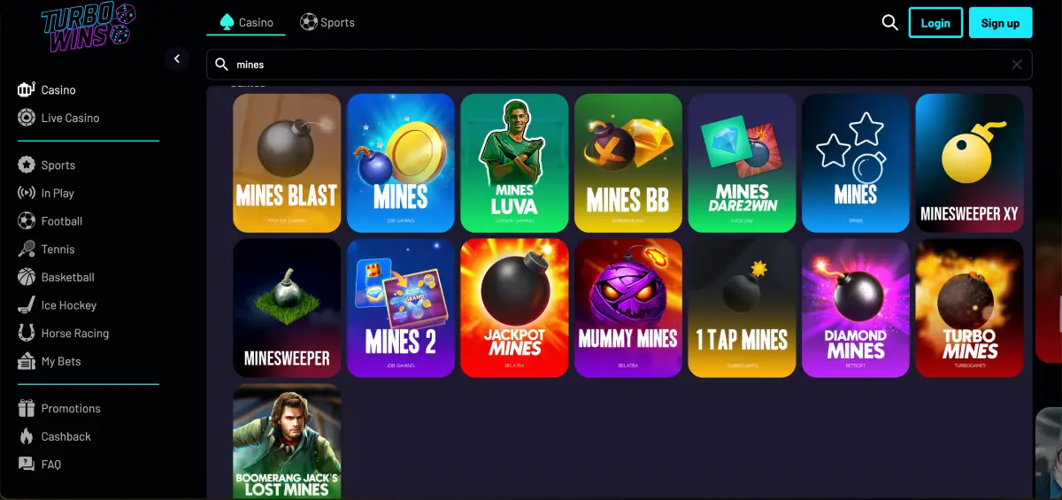 Mines Turbo Wins search results for mines variants