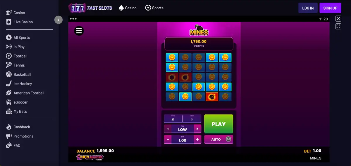 Minesweeper free online demo grid with mine toggle