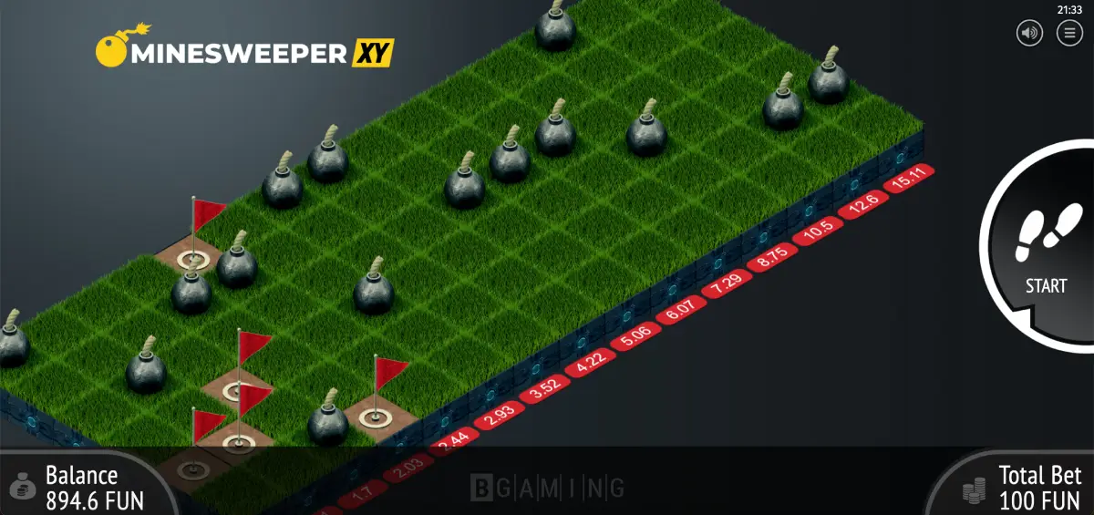 Minesweeper XY collect button to cash out winnings