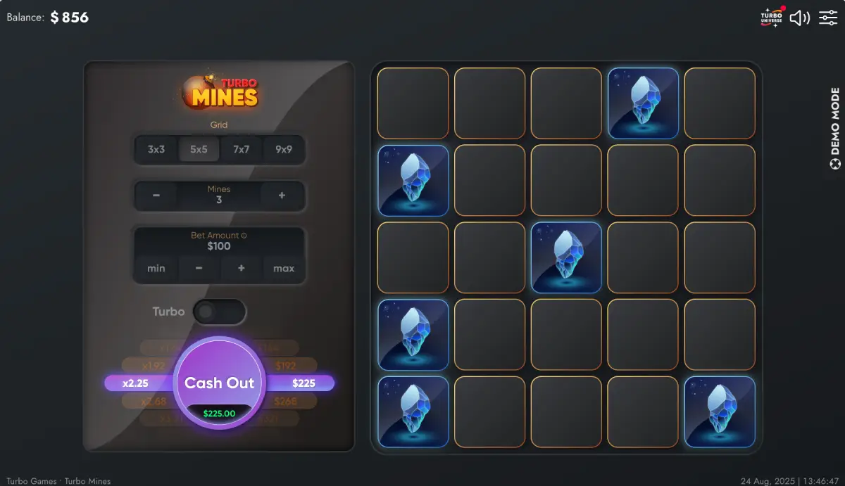 Online casinos offering Turbo Mines game