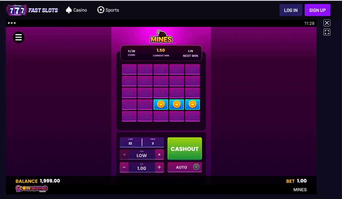 Casino lobby tiles with Play for Free buttons